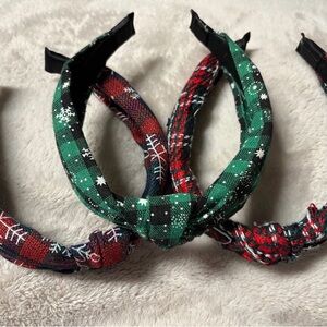 Festive Plaid and Snowflake Headbands